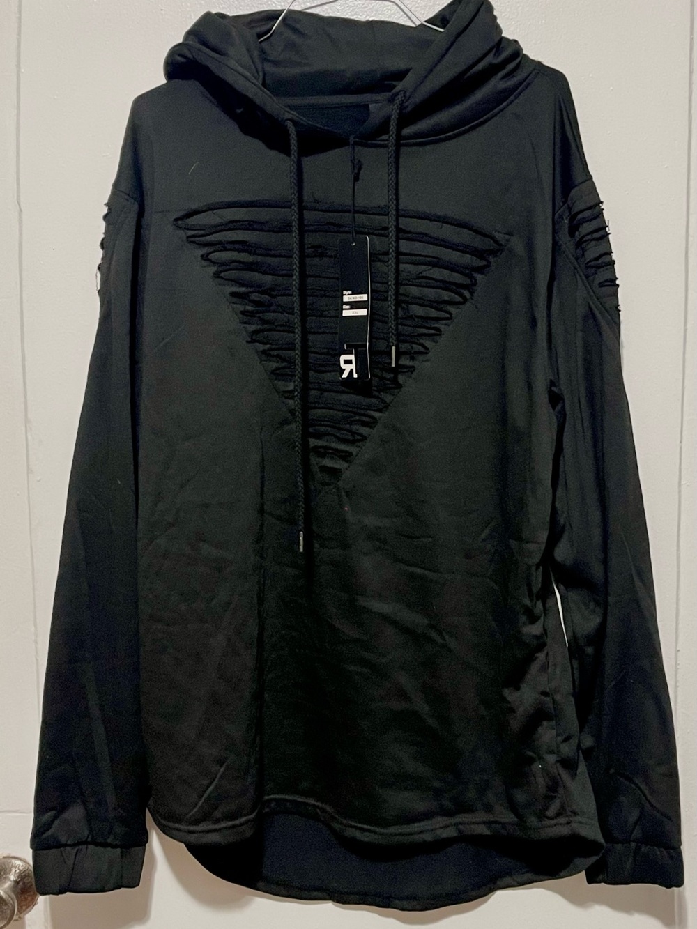 TRUE ROCK Black Distressed Triangle Hoodie with pants set